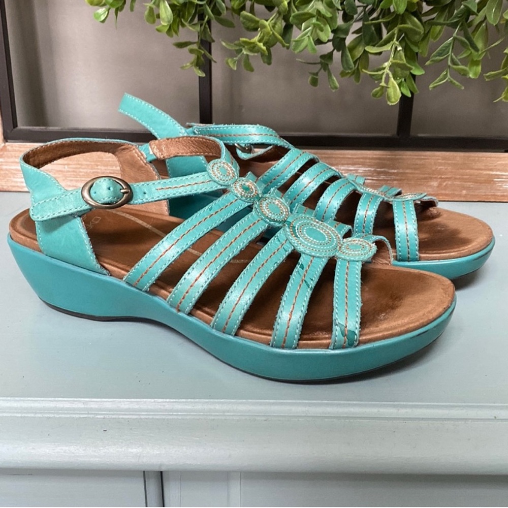 Dansko Drea Teal Leather Fisherman Sandals Size 41